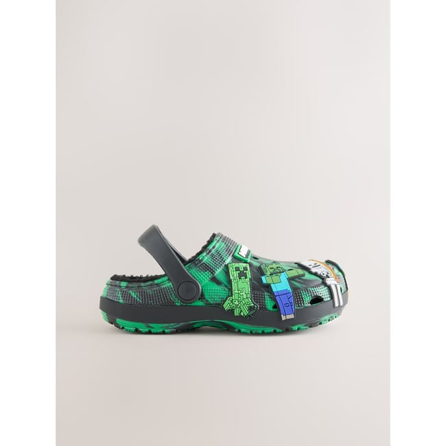Sabots doublés minecraft noir/vert <span itemprop=