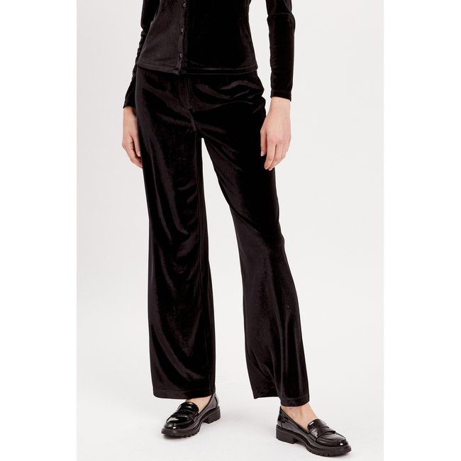 Pantalon city large velours noir <span itemprop=