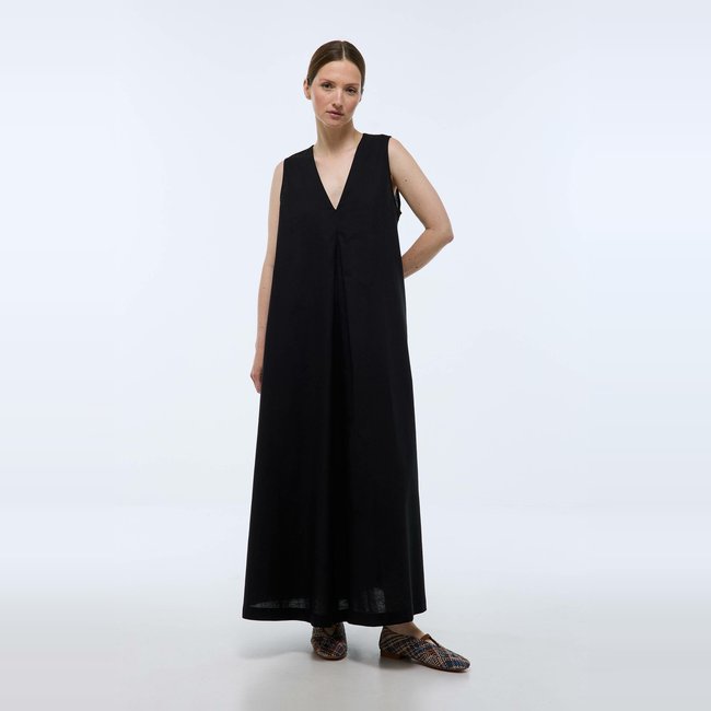 Robe longue unie contenant du lin - MONOPRIX