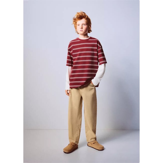 T-shirt coton à rayures grenat <span itemprop=
