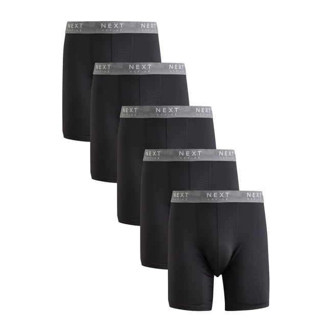 Boxer de sport long, lot 5 noir <span itemprop=