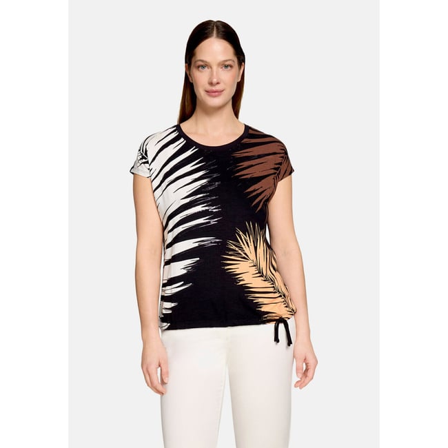 Haut casual à cordon coulissant sous tunnel noir/marron <span itemprop=