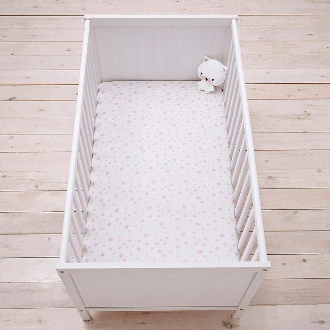 Pack of 2 Safe Nights Cotbed Fitted Sheet, pink, SILENTNIGHT