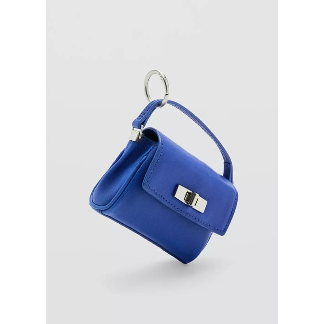 Porte-clés en cuir pour sac bleu électrique <span itemprop=