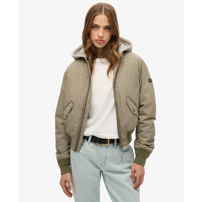 Bomber MA1 à capuche kaki clair <span itemprop=