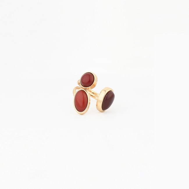 Bague 3 cabochons bordeaux bordeaux <span itemprop=