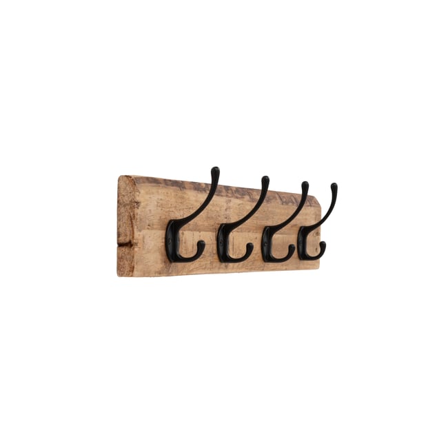 Porte-manteau mural bois massif recyclé et métal - SEKAI Couleur marron <span itemprop=