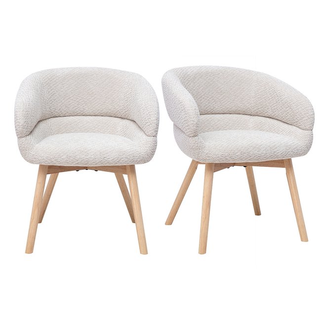 Chaises en tissu velours chenille beige et bois clair (lot de 2) TIGGY Couleur beige <span itemprop=