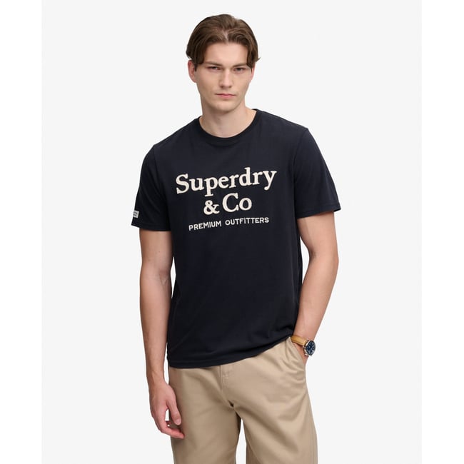 T-shirt Company Logo Coupe Décontractée bleu marine foncé <span itemprop=