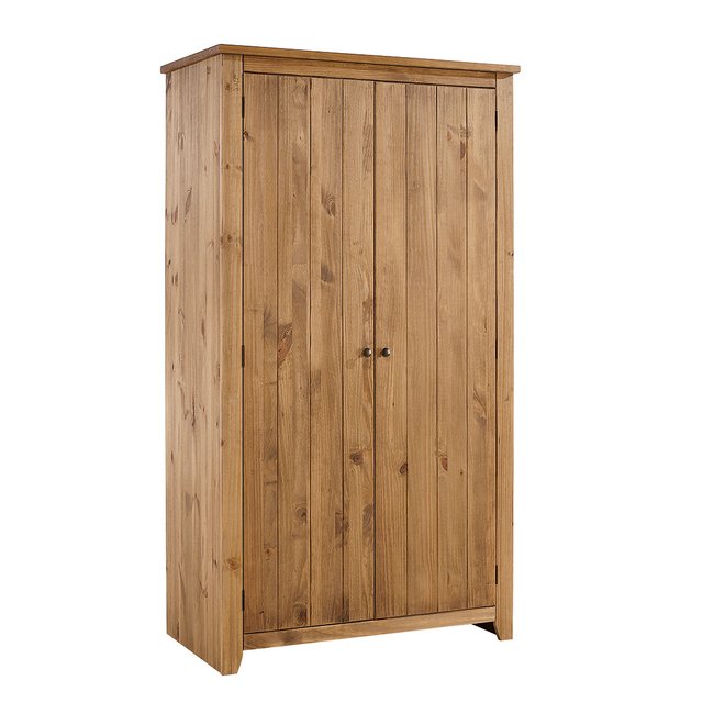 2 Door Pine Wardrobe, aged silver-coloured, SO'HOME