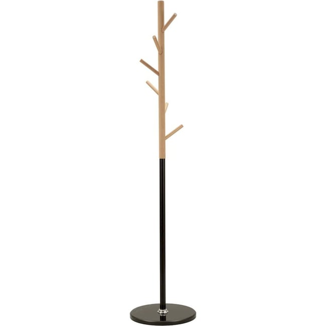 Porte-manteau arbre hêtre socle marbre MODERN Couleur noir et bois naturel <span itemprop=