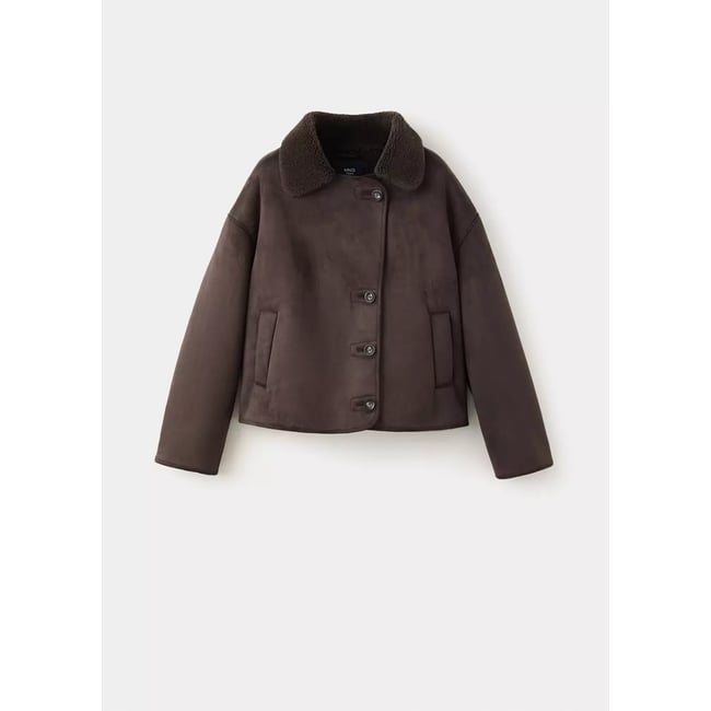 Manteau suédine en imitation mouton chocolat <span itemprop=