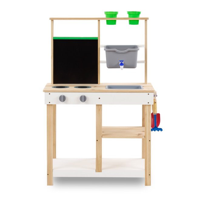 Cuisine Extérieure Bois avec Accessoires et Évier, Beige beige <span itemprop=