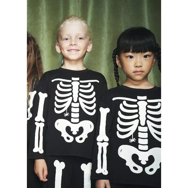 Pyjama squelette phosphorescent noir <span itemprop=
