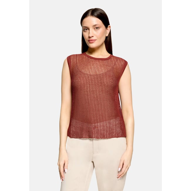 Top en maille à encolure ronde rust brown <span itemprop=