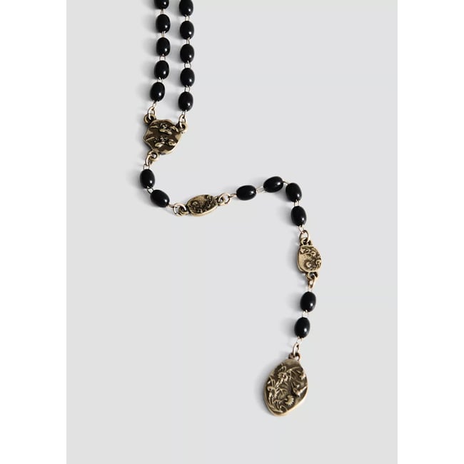 Collier pendentifs perles noir <span itemprop=