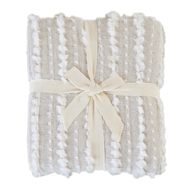 Plaid en chenille texturée avec franges - QABANE - HOME MAISON