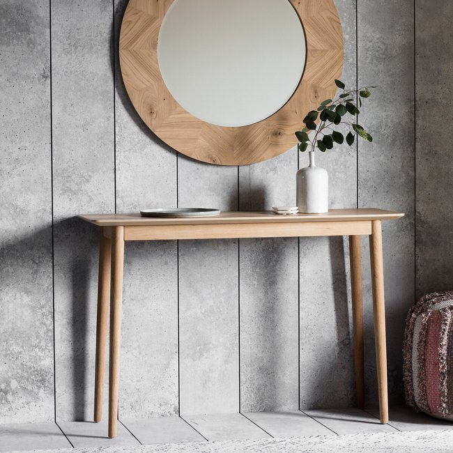 Dhule Herringbone Oak Console Table, oak, SO'HOME