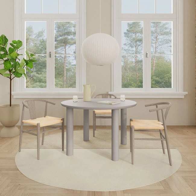 Table à manger ronde design L120 gris 4 places - MAGDA Couleur gris <span itemprop=