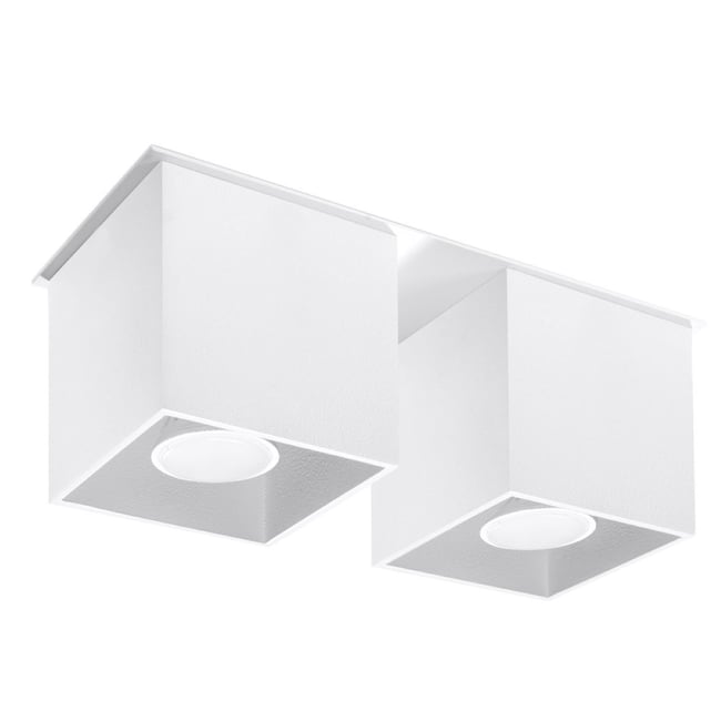 Plafonnier Aluminium Blanc GU10 2 Quad 2 Couleur blanc <span itemprop=