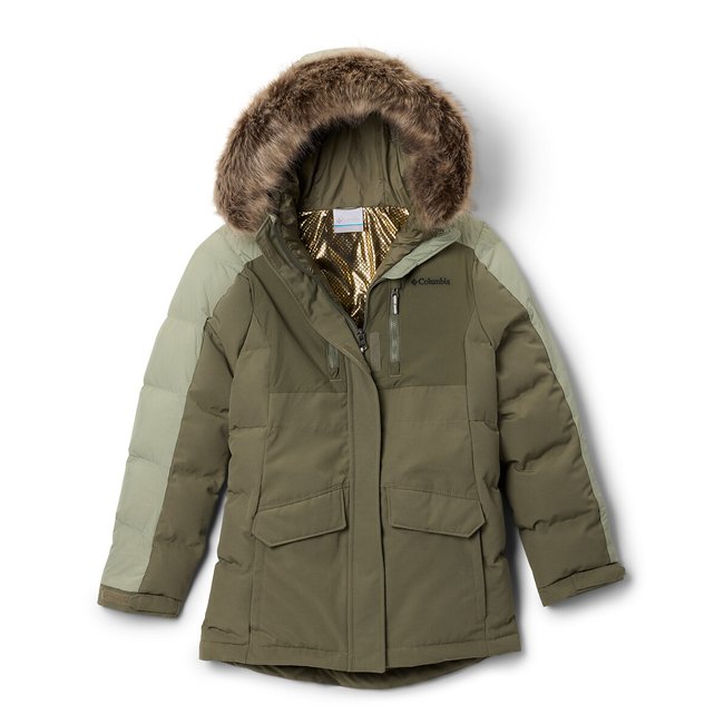 Parka lungo molto caldo con cappuccio kaki COLUMBIA