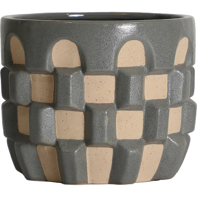 Cache-pot céramique collection ziggy Couleur gris et beige <span itemprop=