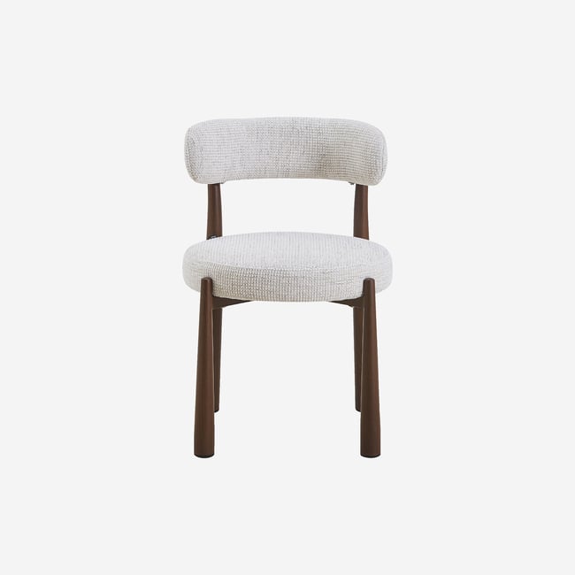 Lot de 2 chaises en tissu et métal finition noyer BRYNE Couleur blanc cassé <span itemprop=