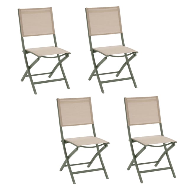 Lot de 4 chaises pliantes en aluminium et texaline ESSENTIA - TOILINUX