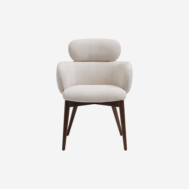 Lot de 2 chaises en tissu et bois massif couleur noyer avec accoudoirs FLORE - HABITAT