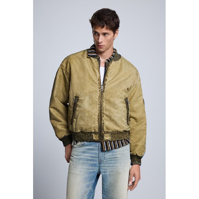 Blouson bomber beige <span itemprop=