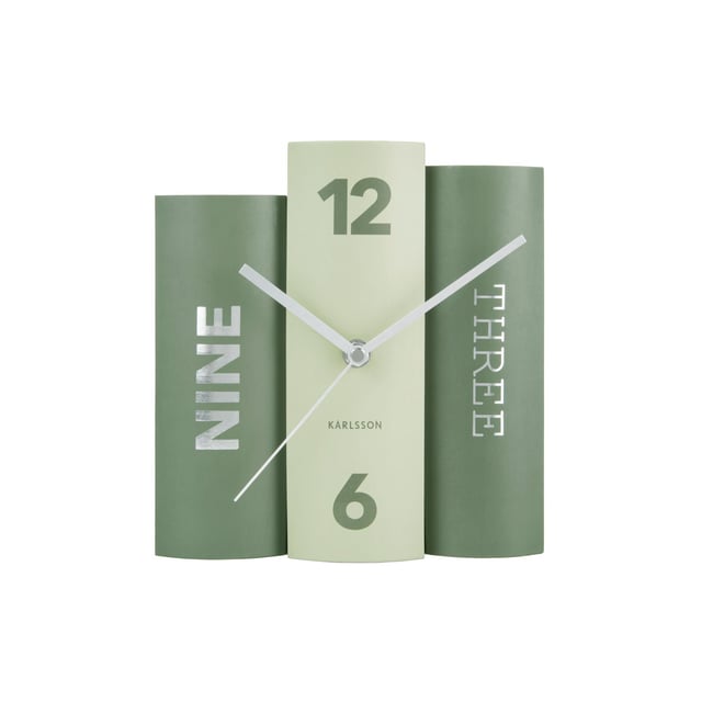 Horloge à poser design original effet livres BOOKS Couleur vert <span itemprop=