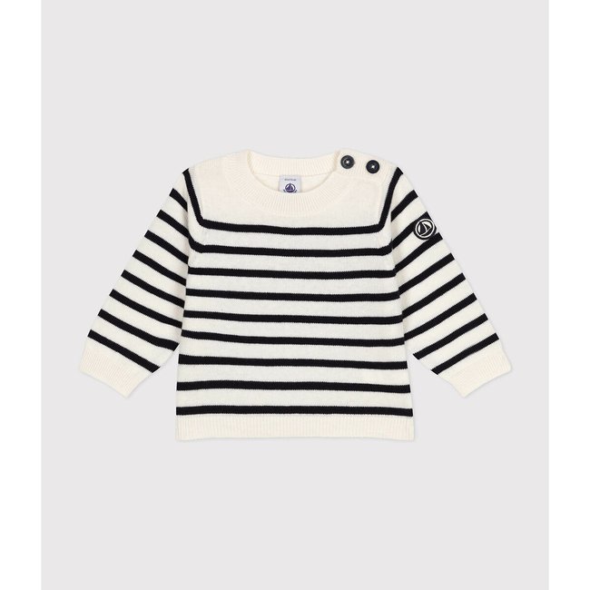 Striped Wool/Cotton Jumper, striped, PETIT BATEAU