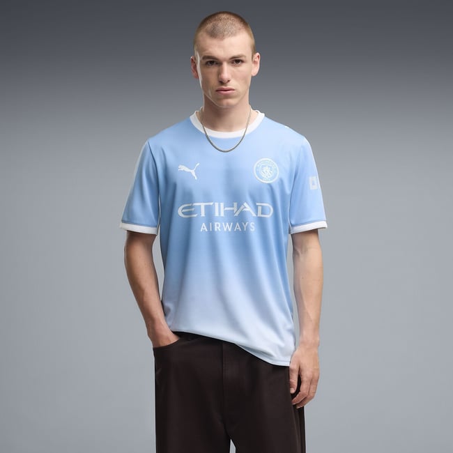 Maillot de foot Manchester City FC Home Jersey blanc + bleu <span itemprop=