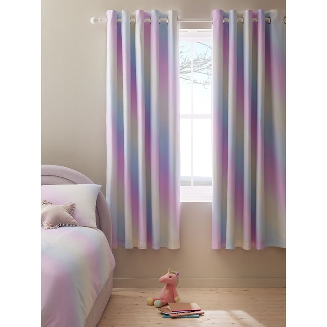 Rideaux à œillets opaques motif arc-en-ciel multi-couleurs <span itemprop=
