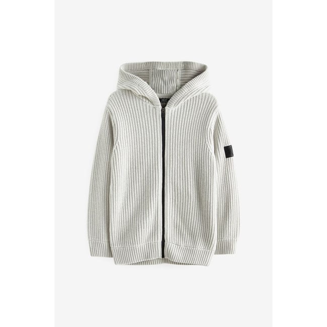 Sweat à capuche zippé en maille gris <span itemprop=