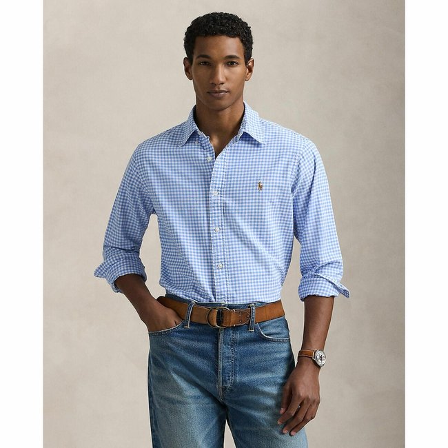 Kariertes Oxford-Hemd, Slim-Fit blau/weiss <span itemprop=