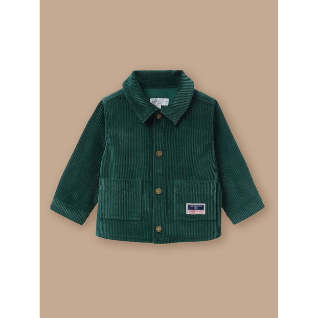 Surchemise en velours vert pin <span itemprop=