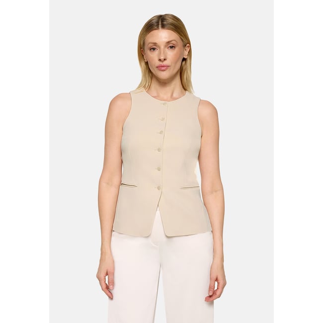 gilet long à patte de boutonnage champagne sorbet <span itemprop=