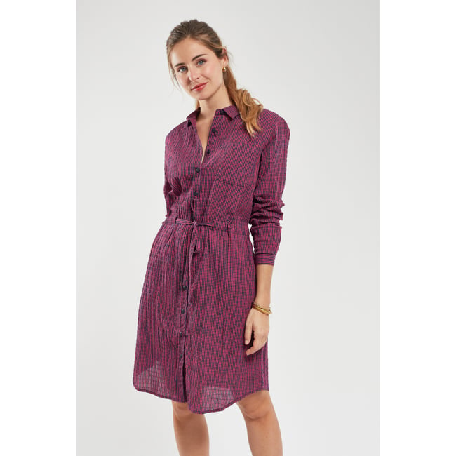 Robe chemise à carreaux en coton vichy mosto/seal <span itemprop=