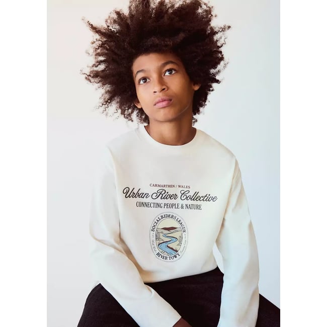 T-shirt oversize imprimé blanc cassé <span itemprop=