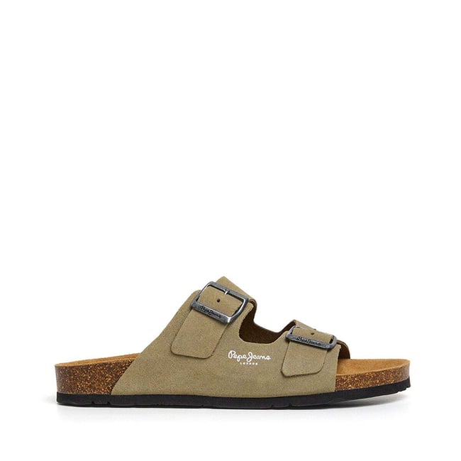 Sandales En Daim Avec Double Boucle beige pierre <span itemprop=