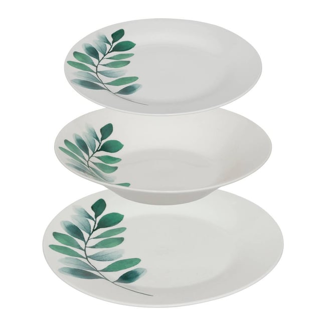 Service de table 18 pièces en porcelaine VÉGÉTAL Couleur blanc <span itemprop=