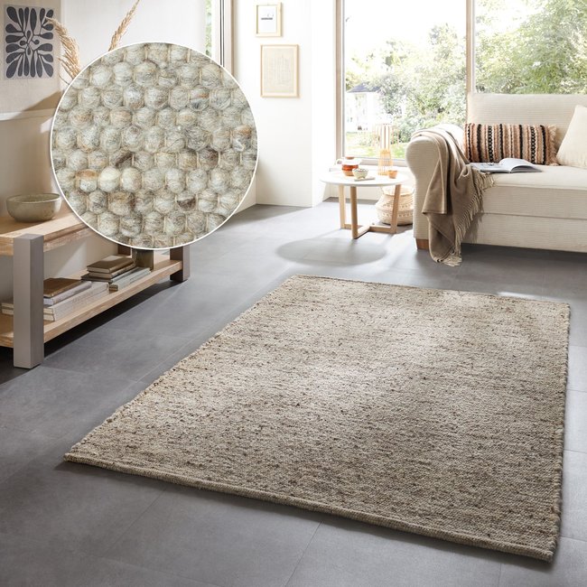 Tapis en laine chiné réversible tissé à la main - Alm Glueck - THEKO