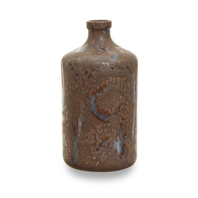 36cm Brown Reactive Glaze Bottle Vase, brown, SO'HOME