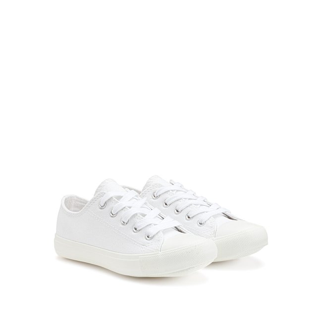 Baskets toile à lacets blanc <span itemprop=