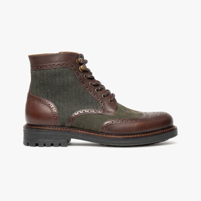 Boots À Talon en cuir RIDLEY vert kaki <span itemprop=