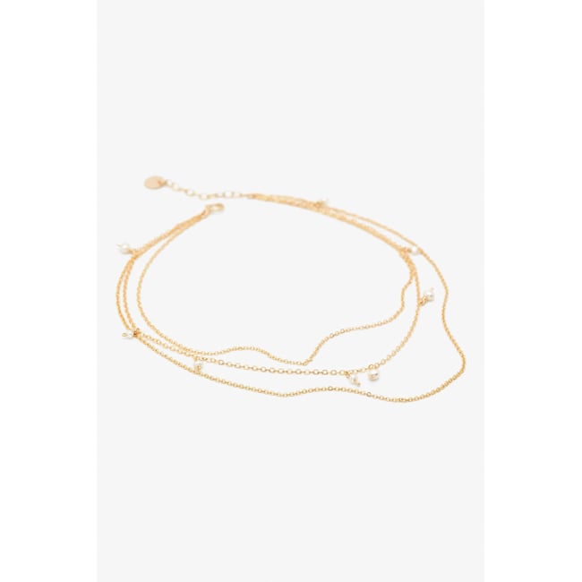 Chaîne cheville triple Faraya - Perles de culture perle de culture <span itemprop=