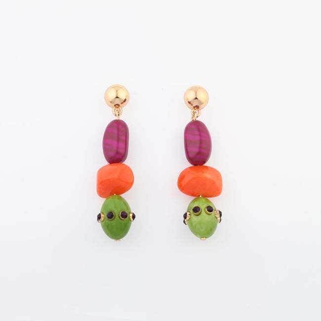 Boucles d'oreilles perles fantaisie multicolore multicolore <span itemprop=