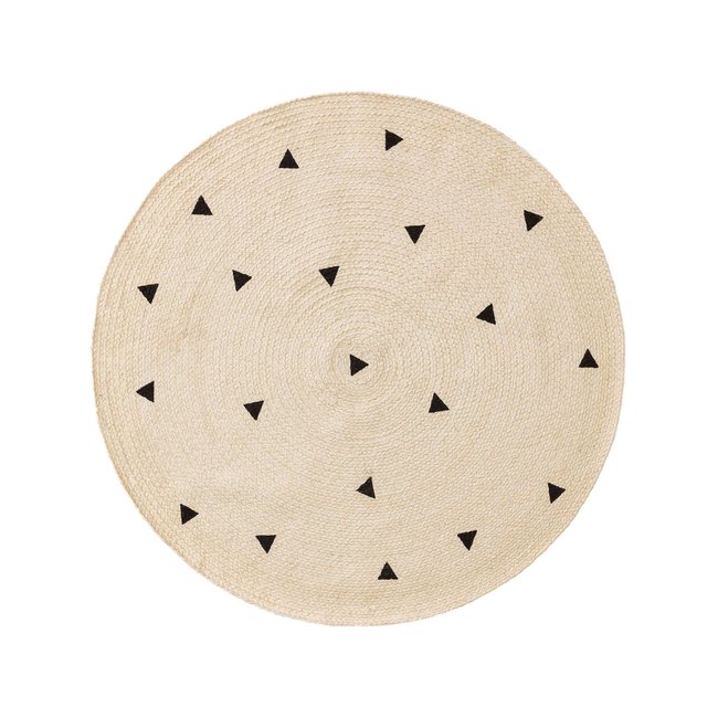 Tapis enfant rond fait main PIPPA Couleur crème <span itemprop=