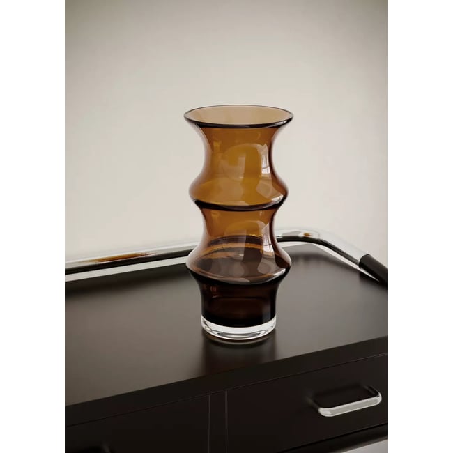Vase en cristal 100 % semi-transparent Couleur rouge-orangé <span itemprop=